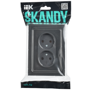 SKANDY Розетка 2-местная без заземления без защитных шторок для плоской вилки 10А SK-R03G стекло графит IEK