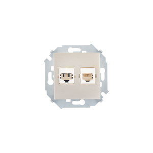 Розетка телефонная компьютерная RJ11RJ45 Simon SIMON 15, скрытый монтаж, шампань, 1591590-034