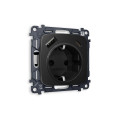 MO810010 Комплект механизма электрической розетки OMEGA Черный матовый 2USB AC 20W быстрая зарядка сз QUANT OP8100, VM160 AMBRELLA VOLT