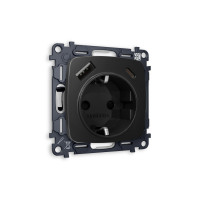 MO810010 Комплект механизма электрической розетки OMEGA Черный матовый 2USB AC 20W быстрая зарядка сз QUANT OP8100, VM160 AMBRELLA VOLT