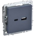 BRITE Розетка USB A+C 18Вт РЮ11-1-БрМ маренго IEK