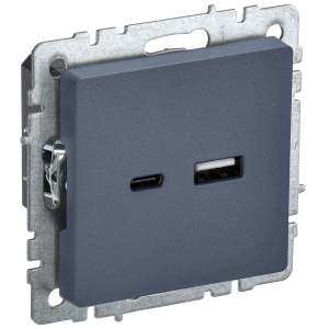 BRITE Розетка USB A+C 18Вт РЮ11-1-БрМ маренго IEK