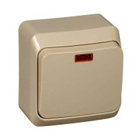 ЭТЮД О/У 1-клавишный ВЫКЛЮЧАТЕЛЬ с подсветкой 10 АХ, КРЕМОВЫЙ BA10-005K