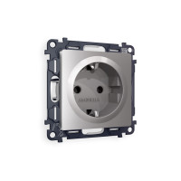 MA506010 Комплект механизма электрической розетки ALFA Сталь матовый с/з на винтовых зажимах QUANT (AP5060, VM141) AMBRELLA VOLT
