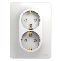 GLOSSA РОЗЕТКА двойная с заземлением со шторками, 16А, в сборе, БЕЛЫЙ GSL000126