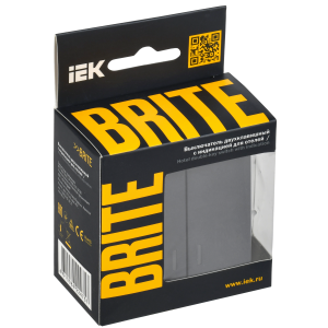 BRITE Выключатель 2-клавишный с индикацией для отелей 10А ВС10-2-9-БрМ маренго IEK