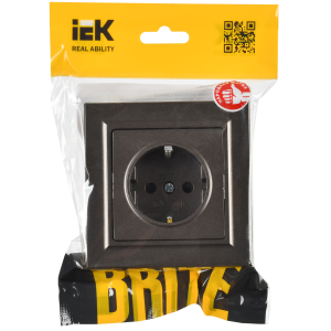 BRITE Розетка 1-местная с заземлением с защитными шторками 16А в сборе РСР14-1-0-БрТБ темная бронза IEK