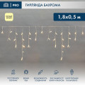 Гирлянда светодиодная Айсикл (бахрома) 1.8х0.5м 48LED тепл. бел. 3Вт 230В IP65 провод бел. Neon-Night 255-026