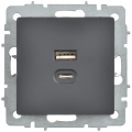 BRITE Розетка USB A+C 45Вт высокоскоростная зарядка РЮ11-2-БрГ графит IEK