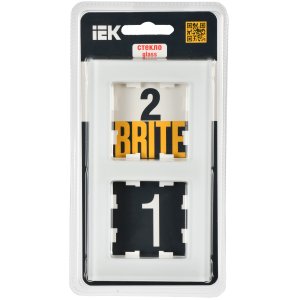BRITE Рамка 2-местная РУ-2-2-Бр стекло белый матовый IEK