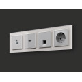 MA412005 Комплект механизма компьютерной розетки RJ-45 экранированной с автоматической защитной шторкой ALFA Серебро глянец QUANT (AP4120, VM185) AMBRELLA VOLT