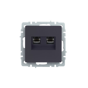 BRITE Розетка двойная RJ11+RJ45 кат.5E РК/Т12-БрГ графит IEK