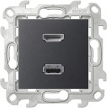 Розетка HDMI+USB Simon 24 HARMONIE, скрытый монтаж, графит, 2411095-038