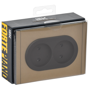 FORTE&PIANO Розетка 2-местная без заземления без защитных шторок безвинтовое крепление 10А FP626M металл шампань IEK