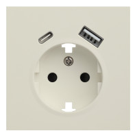 Лицевая панель для розетки 2к+з с USB A+C, кремовый сатин (35637 MC)