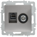 BRITE Розетка двойная TV+RJ45 кат.5E РТВ/РК12-БрГН металл хром/никель IEK