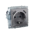 BRITE Розетка 1-местная с заземлением с защитными шторками 16А с USB AA 5В 2,1А РЮш10-1-БрС сталь IEK