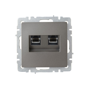 BRITE Розетка двойная RJ11+RJ45 кат.5E РК/Т12-БрС сталь IEK