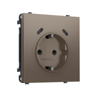 MS640510 Комплект механизма электрической розетки SIGMA Темная бронза матовый 2USB С+C 20W (быст. зар.) с/з с/ш 16A-250V QUANT PRO (SP6405, PR165)