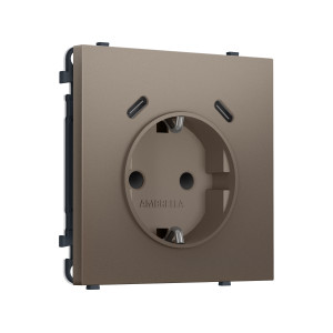 MS640510 Комплект механизма электрической розетки SIGMA Темная бронза матовый 2USB С+C 20W (быст. зар.) с/з с/ш 16A-250V QUANT PRO (SP6405, PR165)