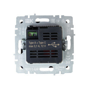 BRITE Розетка USB A+C 18Вт РЮ11-1-БрМ маренго IEK