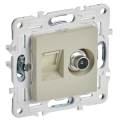 SKANDY Розетка двойная TV+RJ45 кат.6 SK-A15B бежевый IEK