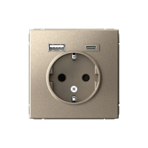 ARTGALLERY РОЗЕТКА 16А с 2 USB A+C, 5В/2,4А/3,0А, 2х5В/1,5А, механизм, ШАМПАНЬ GAL000532
