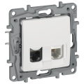 IEKETIKA Розетка двойная RJ11+RJ45 кат.5E UTP 6720521 молочный IEK