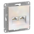 ATLASDESIGN РОЗЕТКА двойная компьютерная RJ45+RJ45 кат. 5e, механизм, ЖЕМЧУГ ATN000485