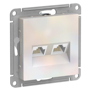 ATLASDESIGN РОЗЕТКА двойная компьютерная RJ45+RJ45 кат. 5e, механизм, ЖЕМЧУГ ATN000485
