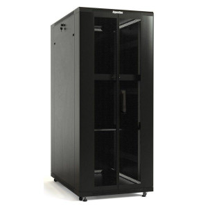 Шкаф TTB-4781-DD-RAL9004 напол. 19дюйм 47U 2277х800х1000мм передн. и задн. распашные перфор. двери (75%) ручка с замком крыша нового типа (RAL 9004) (разобранный) черн. Hyperline 392700
