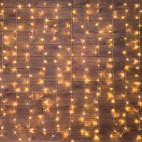 Гирлянда светодиодная Светодиодный Дождь 1.5х1м 96LED тепл. бел. 8Вт 230В IP20 с контроллером провод прозр. Neon-Night 235-026