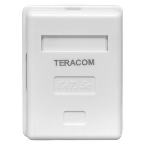 Розетка настенная TERACOM кат.5E неэкранированная 1 порт RJ-45 Dual IDC бел. EKF TRC-WBOX-1RJ45-5EUTP-WH