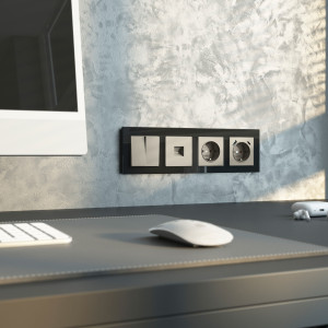W1271704/ Розетка с заземлением, шторками и USB тип A+C (дымчатый)
