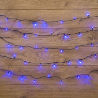 Гирлянда светодиодная Твинкл Лайт 10м 80LED син. 5.7Вт 220-240В IP20 с контроллером 8 режимов провод ПВХ темн. зел. Neon-Night 303-043