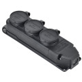 Колодка удлинителя 3-м 16А IP44 с защ. крышкой каучук черн. GENERICA ERK20-016-03-44-K02-G