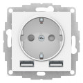 ATLASDESIGN РОЗЕТКА 16А c 2 USB A+A, 5В/2,4А, 2х5В/1,2А, механизм, БЕЛЫЙ ATN000130