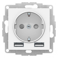 ATLASDESIGN РОЗЕТКА 16А c 2 USB A+A, 5В/2,4А, 2х5В/1,2А, механизм, БЕЛЫЙ ATN000130