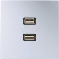 Розетка 2xUSB Jung LS METAL, скрытый монтаж, алюминий, MAAL1153