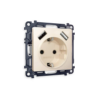 MA309010 Комплект механизма электрической розетки ALFA Бежевый глянец 2USB AA 18W быстрая зарядка сз QUANT AP3090, VM155 AMBRELLA VOLT