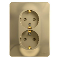 GLOSSA РОЗЕТКА двойная с заземлением со шторками, 16А, в сборе, ТИТАН GSL000426
