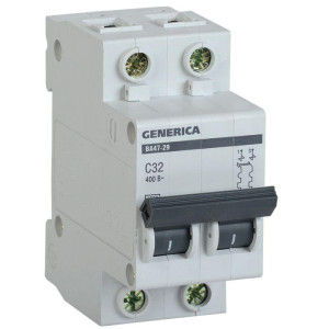 Автоматический выключатель IEK 2п C 32А 4.5кА ВА47-29 GENERICA  MVA25-2-032-C