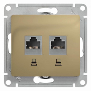 GLOSSA РОЗЕТКА двойная компьютерная RJ45+RJ45 кат. 5e, механизм, ТИТАН GSL000485KK