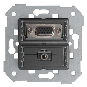 Розетка VGA+mini-jack Simon SIMON 75, скрытый монтаж, черный, 7500091-039