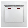 Выключатель двухклавишный Plano 10А IP20 1-105-01 250В с подсветкой белый Intro Б0027603
