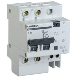 Дифференциальный автомат 2п 50А 30мА АД12 GENERICA IEK MAD15-2-050-C-030