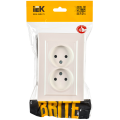 BRITE Розетка 2-местная без заземления с защитными шторками 10А в сборе РСш12-2-БрЖ жемчуг IEK