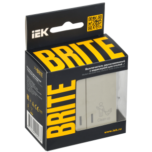 BRITE Выключатель 2-клавишный с индикацией для отелей 10А ВС10-2-9-БрКр бежевый IEK