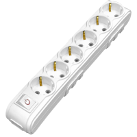 Arvia Electric, MOTTO, Колодка 6 гнезд с защитой от детей с/з и выключатель (белая)