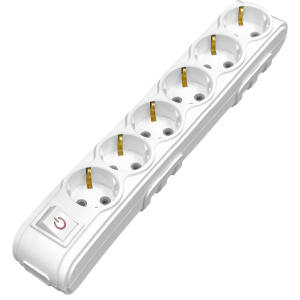 Arvia Electric, MOTTO, Колодка 6 гнезд с защитой от детей с/з и выключатель (белая)